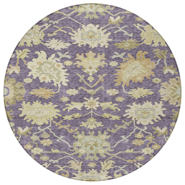 Homeroots 3' Artichoke Green Floral Indoor Outdoor Area Rug - Durable, Washable, Stylish For Any Space 8' Round Polyester 605201