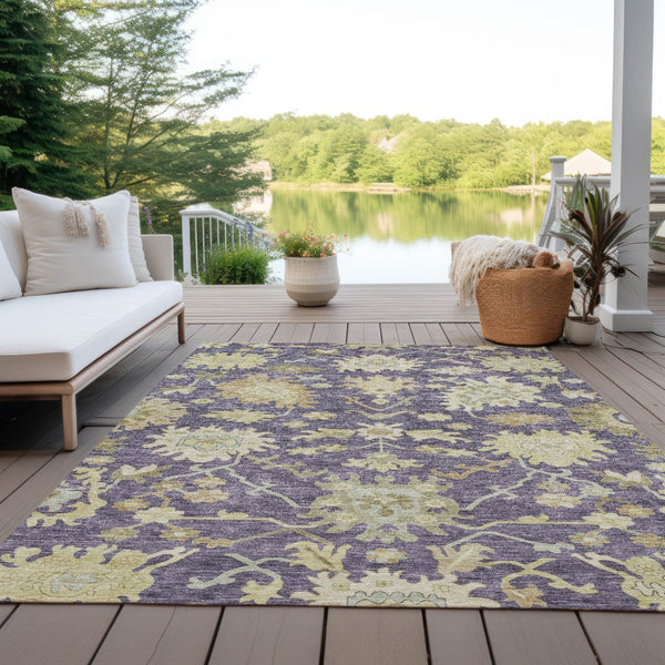 Homeroots 3' Artichoke Green Floral Indoor Outdoor Area Rug - Durable, Washable, Stylish For Any Space 9' X 12' Polyester 605203