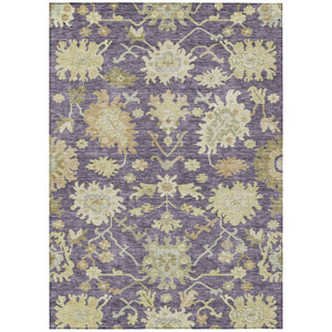 HomeRoots 5' Eggplant Beige And Green Floral Washable Area Rug for Indoor and Outdoor Use, Durable & Stylish 10' X 14' 605204