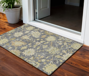 Homeroots 3' Artichoke Green Floral Indoor Outdoor Area Rug - Durable, Washable, Stylish For Any Space 3' X 5' Polyester 605205