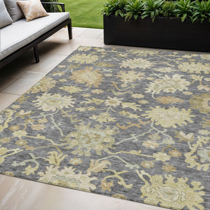 Homeroots 3' Artichoke Green Floral Indoor Outdoor Area Rug - Durable, Washable, Stylish For Any Space 5' X 8' Polyester 605206