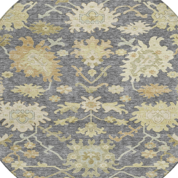 Homeroots 3' Artichoke Green Floral Indoor Outdoor Area Rug - Durable, Washable, Stylish For Any Space 8' Round Polyester 605207