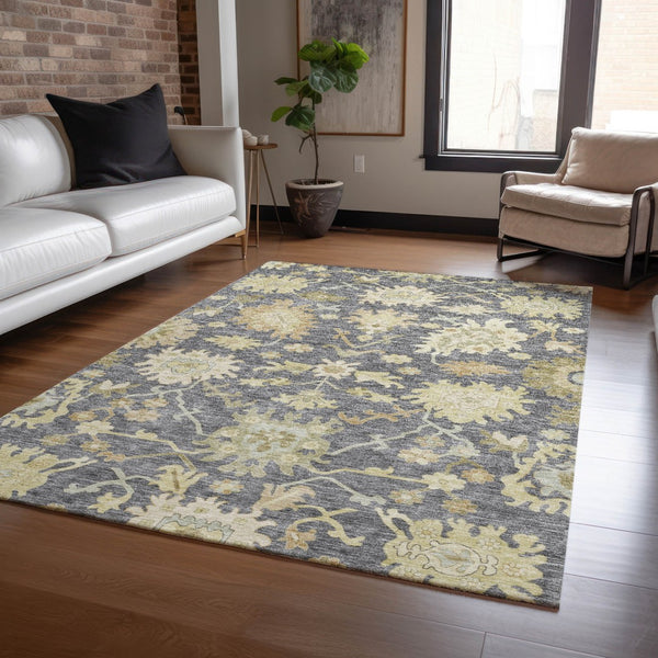 Homeroots 3' Artichoke Green Floral Indoor Outdoor Area Rug - Durable, Washable, Stylish For Any Space 9' X 12' Polyester 605209