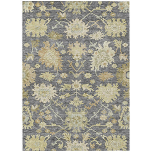 HomeRoots 5' Floral Indoor Outdoor Area Rug in Gray, Ivory, and Green – Stylish, Washable & Durable Design 10' X 14' 605210