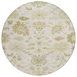 HomeRoots 5' Durable Floral Indoor Outdoor Area Rug - Machine Washable, Stain Resistant, Perfect for High Traffic Areas 8' Round 605213