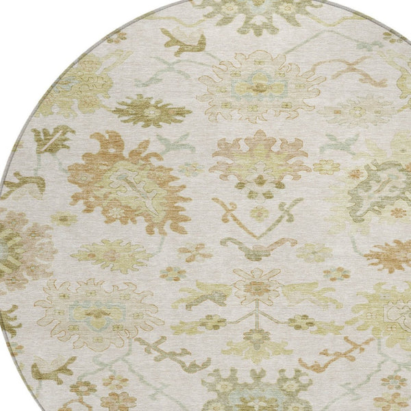 Homeroots 3' Artichoke Green Floral Indoor Outdoor Area Rug - Durable, Washable, Stylish For Any Space 8' Round Polyester 605213