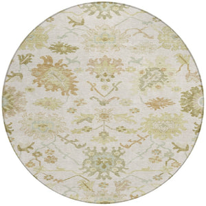 Homeroots 3' Artichoke Green Floral Indoor Outdoor Area Rug - Durable, Washable, Stylish For Any Space 8' Round Polyester 605213