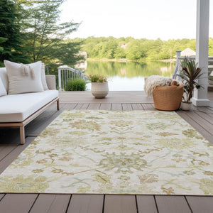 Homeroots 3' Artichoke Green Floral Indoor Outdoor Area Rug - Durable, Washable, Stylish For Any Space 9' X 12' Polyester 605215