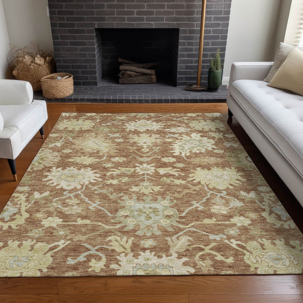 Homeroots 3' Artichoke Green Floral Indoor Outdoor Area Rug - Durable, Washable, Stylish For Any Space 3' X 5' Polyester 605217