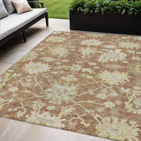 Homeroots 3' Artichoke Green Floral Indoor Outdoor Area Rug - Durable, Washable, Stylish For Any Space 5' X 8' Polyester 605218