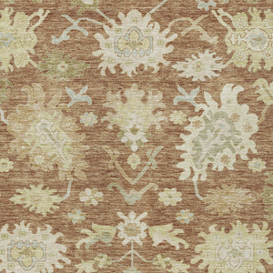 Homeroots 3' Artichoke Green Floral Indoor Outdoor Area Rug - Durable, Washable, Stylish For Any Space 5' X 8' Polyester 605218