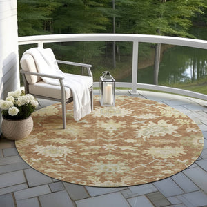 Homeroots 3' Artichoke Green Floral Indoor Outdoor Area Rug - Durable, Washable, Stylish For Any Space 8' Round Polyester 605219