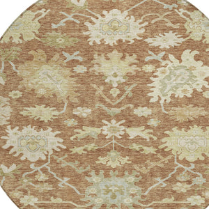 Homeroots 3' Artichoke Green Floral Indoor Outdoor Area Rug - Durable, Washable, Stylish For Any Space 8' Round Polyester 605219