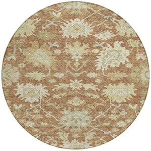 Homeroots 3' Artichoke Green Floral Indoor Outdoor Area Rug - Durable, Washable, Stylish For Any Space 8' Round Polyester 605219