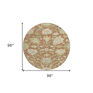 Homeroots 3' Artichoke Green Floral Indoor Outdoor Area Rug - Durable, Washable, Stylish For Any Space 8' Round Polyester 605219