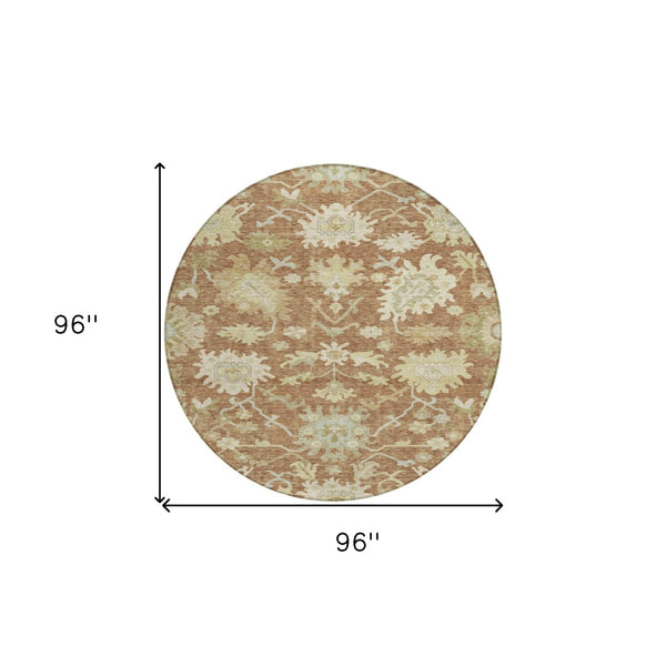 Homeroots 3' Artichoke Green Floral Indoor Outdoor Area Rug - Durable, Washable, Stylish For Any Space 8' Round Polyester 605219