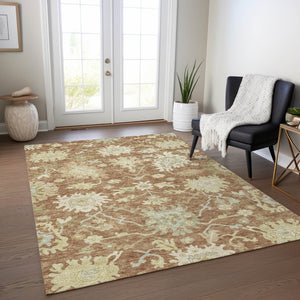 Homeroots 3' Artichoke Green Floral Indoor Outdoor Area Rug - Durable, Washable, Stylish For Any Space 10' X 14' Polyester 605222