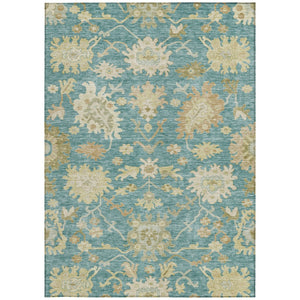 Homeroots 3' Artichoke Green Floral Indoor Outdoor Area Rug - Durable, Washable, Stylish For Any Space 5' X 8' Polyester 605224