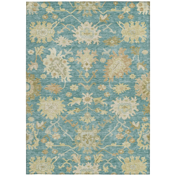 Homeroots 3' Artichoke Green Floral Indoor Outdoor Area Rug - Durable, Washable, Stylish For Any Space 5' X 8' Polyester 605224