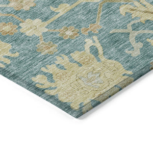 Homeroots 3' Artichoke Green Floral Indoor Outdoor Area Rug - Durable, Washable, Stylish For Any Space 5' X 8' Polyester 605224