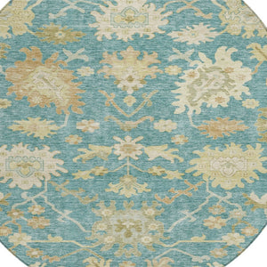 Homeroots 3' Artichoke Green Floral Indoor Outdoor Area Rug - Durable, Washable, Stylish For Any Space 8' Round Polyester 605225