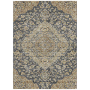 Homeroots 3' Charcoal Gray And Brown Oriental Washable Rug For Indoor And Outdoor Spaces - Durable Design 3' X 5' Polyester 605229