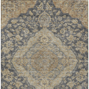 Homeroots 3' Charcoal Gray And Brown Oriental Washable Rug For Indoor And Outdoor Spaces - Durable Design 3' X 5' Polyester 605229