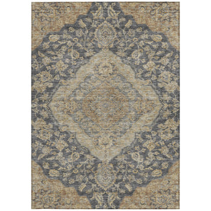 Homeroots 3' Charcoal Gray And Brown Oriental Washable Rug For Indoor And Outdoor Spaces - Durable Design 5' X 8' Polyester 605230