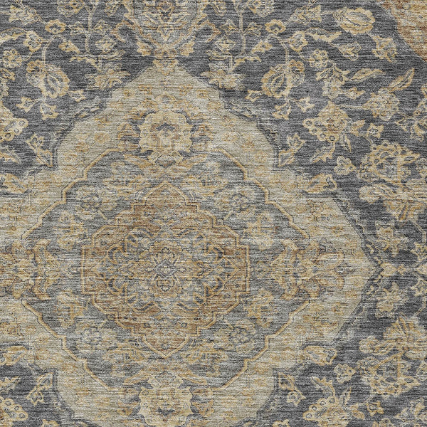 Homeroots 3' Charcoal Gray And Brown Oriental Washable Rug For Indoor And Outdoor Spaces - Durable Design 8' X 10' Polyester 605232