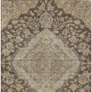 Homeroots 3' Charcoal Gray And Brown Oriental Washable Rug For Indoor And Outdoor Spaces - Durable Design 3' X 5' Polyester 605235