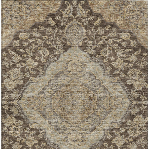 Homeroots 3' Charcoal Gray And Brown Oriental Washable Rug For Indoor And Outdoor Spaces - Durable Design 3' X 5' Polyester 605235