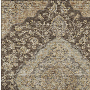 Homeroots 3' Charcoal Gray And Brown Oriental Washable Rug For Indoor And Outdoor Spaces - Durable Design 3' X 5' Polyester 605235
