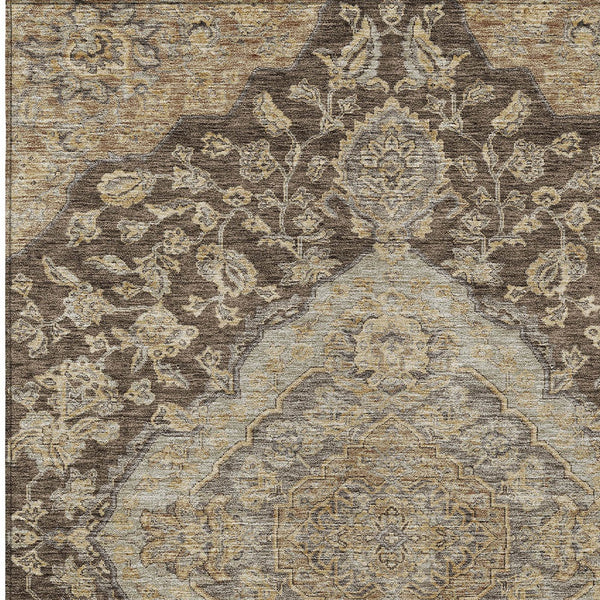 Homeroots 3' Charcoal Gray And Brown Oriental Washable Rug For Indoor And Outdoor Spaces - Durable Design 3' X 5' Polyester 605235