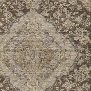 Homeroots 3' Charcoal Gray And Brown Oriental Washable Rug For Indoor And Outdoor Spaces - Durable Design 5' X 8' Polyester 605236