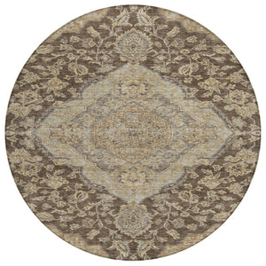 HomeRoots 5' Elegant Oriental Washable Area Rug for Indoor and Outdoor Spaces - Durable, Stylish, and Low-Maintenance 8' Round 605237