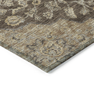 Homeroots 3' Charcoal Gray And Brown Oriental Washable Rug For Indoor And Outdoor Spaces - Durable Design 8' X 10' Polyester 605238