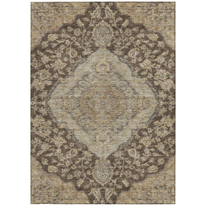 Homeroots 3' Charcoal Gray And Brown Oriental Washable Rug For Indoor And Outdoor Spaces - Durable Design 10' X 14' Polyester 605240