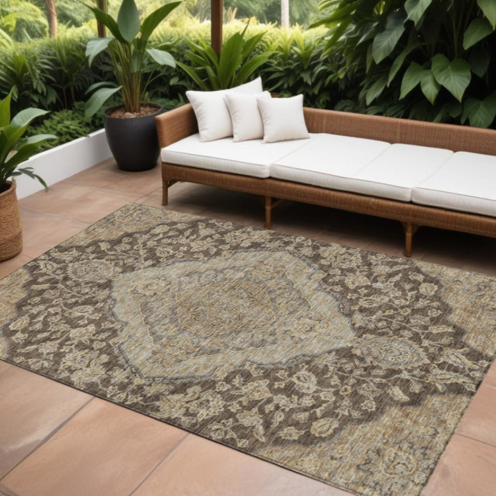 HomeRoots 5' Elegant Oriental Washable Area Rug for Indoor and Outdoor Spaces - Durable, Stylish, and Low-Maintenance 10' X 14' 605240