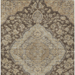 Homeroots 3' Charcoal Gray And Brown Oriental Washable Rug For Indoor And Outdoor Spaces - Durable Design 10' X 14' Polyester 605240