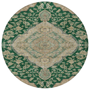 Homeroots 3' Charcoal Gray And Brown Oriental Washable Rug For Indoor And Outdoor Spaces - Durable Design 8' Round Polyester 605243