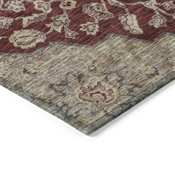 Homeroots 3' Charcoal Gray And Brown Oriental Washable Rug For Indoor And Outdoor Spaces - Durable Design 5' X 8' Polyester 605248