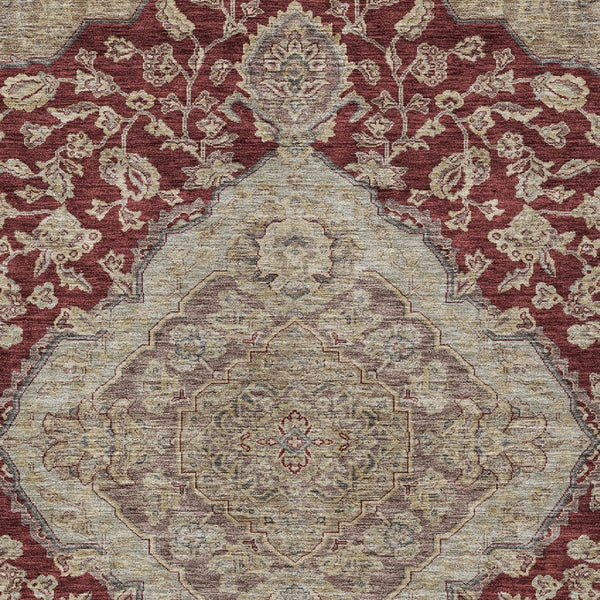 Homeroots 3' Charcoal Gray And Brown Oriental Washable Rug For Indoor And Outdoor Spaces - Durable Design 5' X 8' Polyester 605248