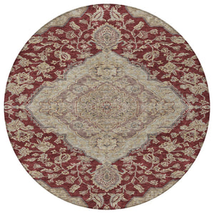 Homeroots 3' Charcoal Gray And Brown Oriental Washable Rug For Indoor And Outdoor Spaces - Durable Design 8' Round Polyester 605249