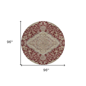 Homeroots 3' Charcoal Gray And Brown Oriental Washable Rug For Indoor And Outdoor Spaces - Durable Design 8' Round Polyester 605249