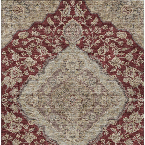 Homeroots 3' Charcoal Gray And Brown Oriental Washable Rug For Indoor And Outdoor Spaces - Durable Design 8' X 10' Polyester 605250