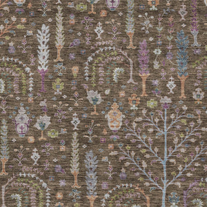 Homeroots 3' Stylish Brown Purple And Blue Floral Washable Area Rug For Indoor And Outdoor Use, Durable Design 3' X 5' Polyester 605259