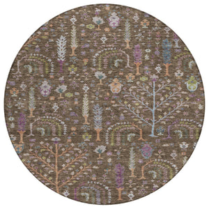 HomeRoots 5' Vibrant Floral Washable Area Rug for Indoor and Outdoor Use - Durable, Stain-Resistant Design 8' Round 605261