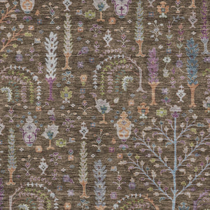 Homeroots 3' Stylish Brown Purple And Blue Floral Washable Area Rug For Indoor And Outdoor Use, Durable Design 9' X 12' Polyester 605263