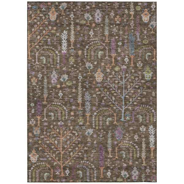 HomeRoots 5' Vibrant Floral Washable Area Rug for Indoor and Outdoor Use - Durable, Stain-Resistant Design 10' X 14' 605264
