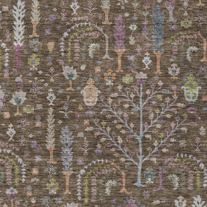 Homeroots 3' Stylish Brown Purple And Blue Floral Washable Area Rug For Indoor And Outdoor Use, Durable Design 10' X 14' Polyester 605264